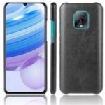 Litchi Skin Leather Coated PC Shell for Xiaomi Redmi 10X 5G/Redmi 10X Pro 5G – Black