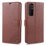 AZNS Phone Shell Leather Wallet Stand Case for Xiaomi Mi Note 10 Lite – Brown