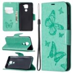 Imprint Butterflies Flip Leather Phone Shell for Xiaomi Redmi 10X 4G/Redmi Note 9 – Green