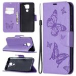Imprint Butterflies Flip Leather Phone Shell for Xiaomi Redmi 10X 4G/Redmi Note 9 – Purple