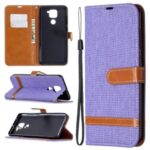 Color Splicing Jeans Cloth Skin Leather Phone Shell for Xiaomi Redmi Note 9/Redmi 10X 4G – Purple