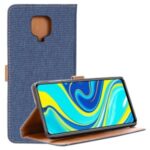 Oxford Cloth Flip Leather Wallet Phone Shell for Xiaomi Redmi Note 9S/Note 9 Pro/Note 9 Pro Max – Dark Blue