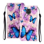 Embossed Patterned Wallet Leather Phone Case for Xiaomi Redmi Note 9S/9 Pro/9 Pro Max – Blue Butterflies