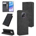 Silky Touch Auto-absorbed Wallet Leather Shell for Xiaomi Redmi 10X 5G/10X Pro 5G – Black