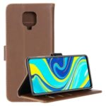 Crazy Horse Leather Case Wallet Protection Retro Cover for Xiaomi Redmi Note 9S – Coffee