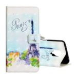 Light Spot Decor Patterned Leather Wallet Case with Stand for Xiaomi Redmi Note 9 Pro – Eiffel Tower