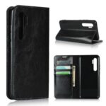 Crazy Horse Skin Genuine Leather Shell for Xiaomi Mi Note 10 Lite – Black