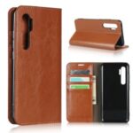 Crazy Horse Skin Genuine Leather Shell for Xiaomi Mi Note 10 Lite – Brown
