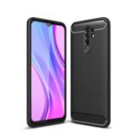 Shockproof Carbon Fiber Texture Brushed TPU Case for Xiaomi Redmi 9 – Black