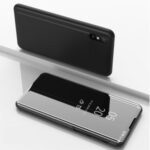 View Window Plated Mirror Surface Leather Stand Case for Xiaomi Redmi 9A – Black