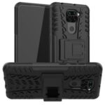 Cool Tyre PC + TPU Hybrid Phone Case with Kickstand for Xiaomi Redmi Note 9/Redmi 10X 4G – Black