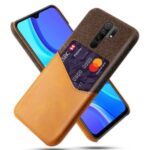 Cloth + PU Leather Coated PC Cover for Xiaomi Redmi 9 – Brown