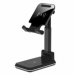 2-in-1 Wireless Charger Stand 10W Foldable Portable Fast Charging Station for Phone and Earphone – Black