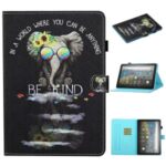 Pattern Printing Card Slots Stand Flip Leather Protective Case for Amazon Fire HD 8 (2020)/HD 8 Plus (2020) – Elephant