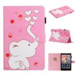 Pattern Printing Leather Shell Protective Case with Card Slots for Amazon Fire HD 8 (2020) – Elephant