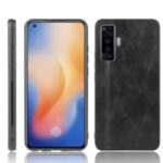Cell Phone Shell PU Leather Coated PC + TPU Hybrid Case for vivo X50 – Black