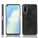 PU Leather Coated PC + TPU Hybrid Phone Shell for Vivo Y70s/V2002A – Black