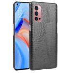 Crocodile Texture PU Leather Coated PC Phone Cover for Oppo Reno4 Pro 5G – Black