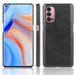 Litchi Skin Leather Coated PC Shell for Oppo Reno4 Pro 5G – Black