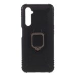 Finger Ring Kickstand TPU Cover Mobile Phone Protective Shell for Realme 6 – Black