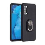 Kickstand Silicone Cell Phone Case [Built-in Metal Sheet] for OPPO Reno3 5G/Find X2 Lite – Black