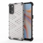 Honeycomb Pattern Shock-proof TPU + PC Hybrid Case for OPPO Reno4 5G – White