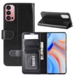 Crazy Horse Wallet Shell Stand Leather Phone Case for Oppo Reno4 Pro 5G – Black