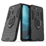 Cool Guard PC + TPU Hybrid Phone Case with Kickstand for Oppo A7/A12 – Black