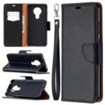 Litchi Skin Wallet Leather Stylish Shell for Nokia 5.3 – Black