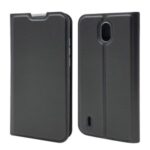 Magnetic Adsorption Stand Leather Card Holder Shell for Nokia 1.3 – Black