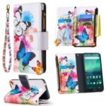 BF03 Pretty Pattern Printing Case Zipper Wallet Leather Cell Phone Cover for Nokia 1.3 – Vivid Butterfly