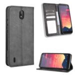 Auto-absorbed Retro PU Leather with Wallet Cell Phone Cover for Nokia C2 – Black