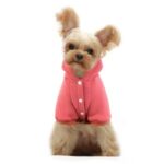 Polyester Dog Coat Pet Hooded Jacket with Button – Pink / Size: S
