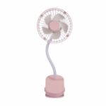 Small Clip Fan Mini Portable Fan with Night Light Function – Pink