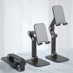 Universal Desktop Phone Holder Stand Portable Adjustable Tablet Stand Desktop Mount Stand for iPhone iPad Samsung etc. – Black
