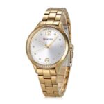 CURREN M9003 Stylish Waterproof Women Quartz Watch Stainless Steel Strap Women Wristwatch – Gold/Silver Dial