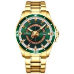 CURREN M8359 Bussiness Style Waterproof Men Quartz Watch Stainless Steel Strap Luminous Wristwatch – Gold