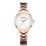 CURREN Women’s Watch Luxury Wrist Watch Waterproof Quartz Watch – Rose Gold/White