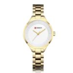 CURREN Women’s Watch Luxury Wrist Watch Waterproof Quartz Watch – Gold/White