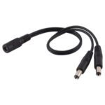 30cm DC Power Plug 5.5 x 2.1mm Female to Male Adapter Splitter Cable – Black