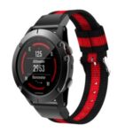Nylon Watch Wrist Strap Replacement for Garmin Fenix 5X – Black / Red / Black