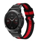Nylon Watch Band Strap Replacement for Garmin Fenix 5 – Black / Red / Black