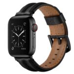 Top Layer Genuine Leather Watch Strap Band for Apple Watch Series 5/4 44mm, Series 3/2/1 42mm – Black