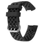 Square Holes Small Size Silicone Watch Band  for Fitbit Charge 4/3 – Black