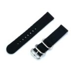 20mm Three Buckles Canvas Watch Band for Garmin 245/Vivoactive 3/Venu/Vivomove HR –  Black
