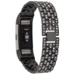 Metal Rhinestone Decor Watch Band for Fitbit Charge 2 – Black