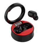 T10 Wireless Bluetooth Earphone Headset Stereo Sound LED Digital Display Headphone with Charging Bin – Red