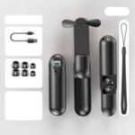 F7 Wireless Headphones TWS Sport Bluetooth 5.0 Earphones In-ear IPX5 Waterproof Headset with Fan – Black