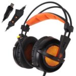 SADES A6 USB 7.1 Stereo Wired Gaming Headphones Over-Ear Headset with Mic Voice Control for Laptop Computer – Black