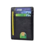 Anti-magnetic RFID Genuine Leather Card Holder Wallet Card Bag – Black